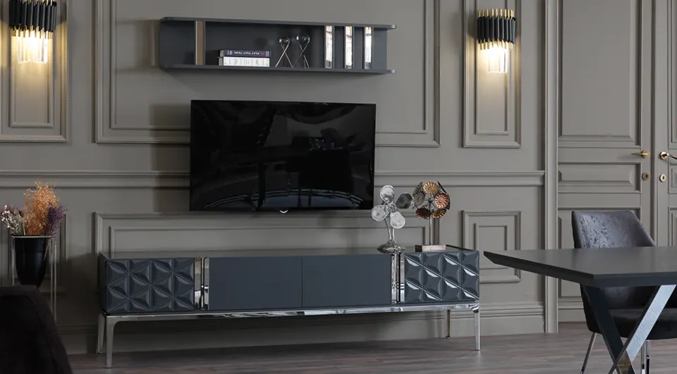 Rixos Silver Metal Leg Tv Unit