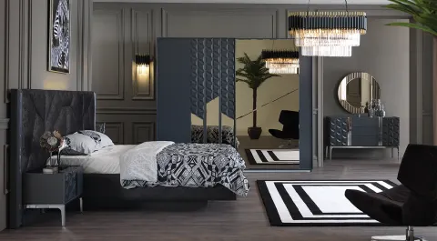Rixos Sliding Door Bedroom Set (Anthracite)