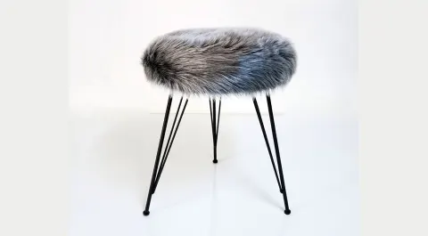 Intense Plush Anthracite Pouf