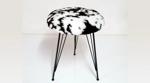 Intense Plush Mixed Black Pouf