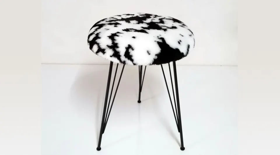 Intense Plush Mixed Black Pouf