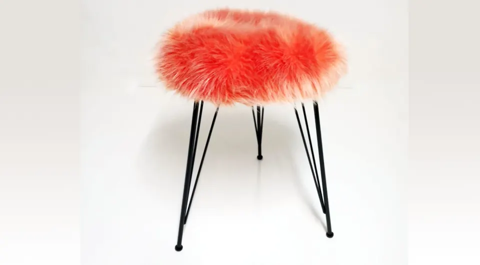 Intense Orange Plush Pouf