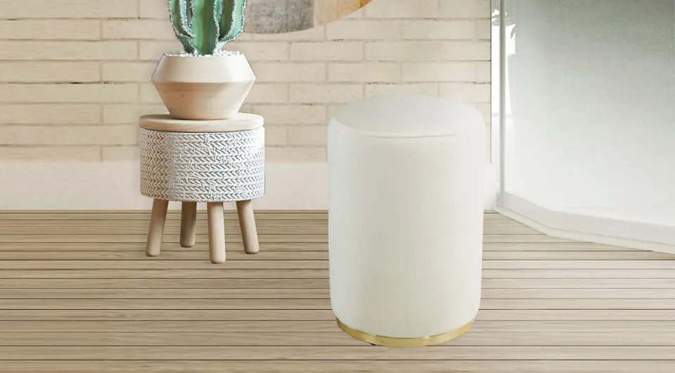 Istanbul Cream Gold Pouf