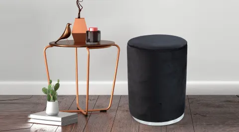 Istanbul Black Silver Pouf