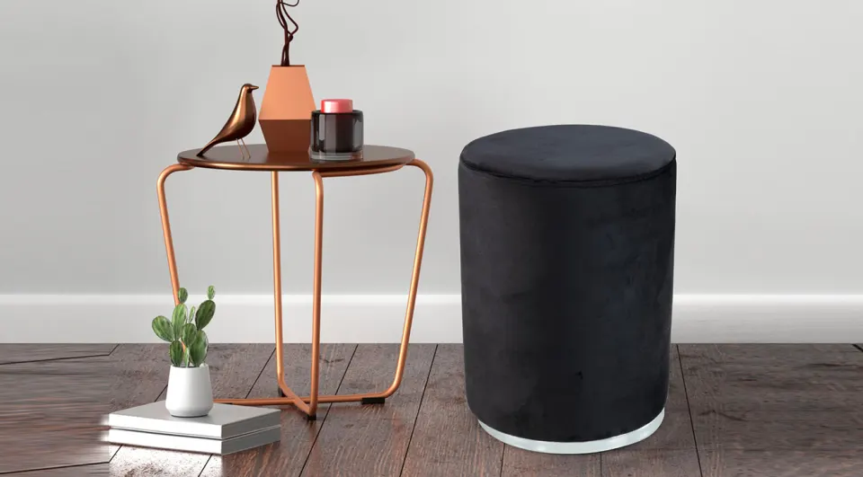 Istanbul Black Silver Pouf