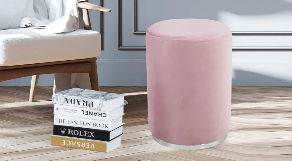 Istanbul Powder Pink Silver Pouf