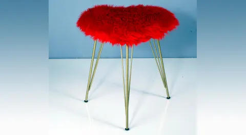 Lovely Red Gold Pouf
