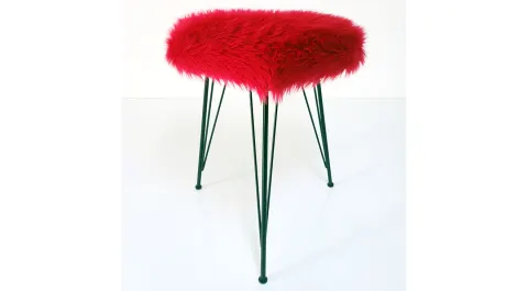 Lovely Red Plush Pouf