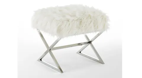 Luxury White Plush Pouf 2