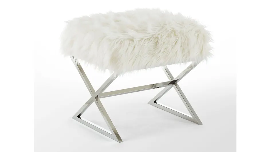 Luxury White Plush Pouf 2