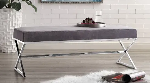 Luxury Silver Metal Leg Bench (Anthracite)
