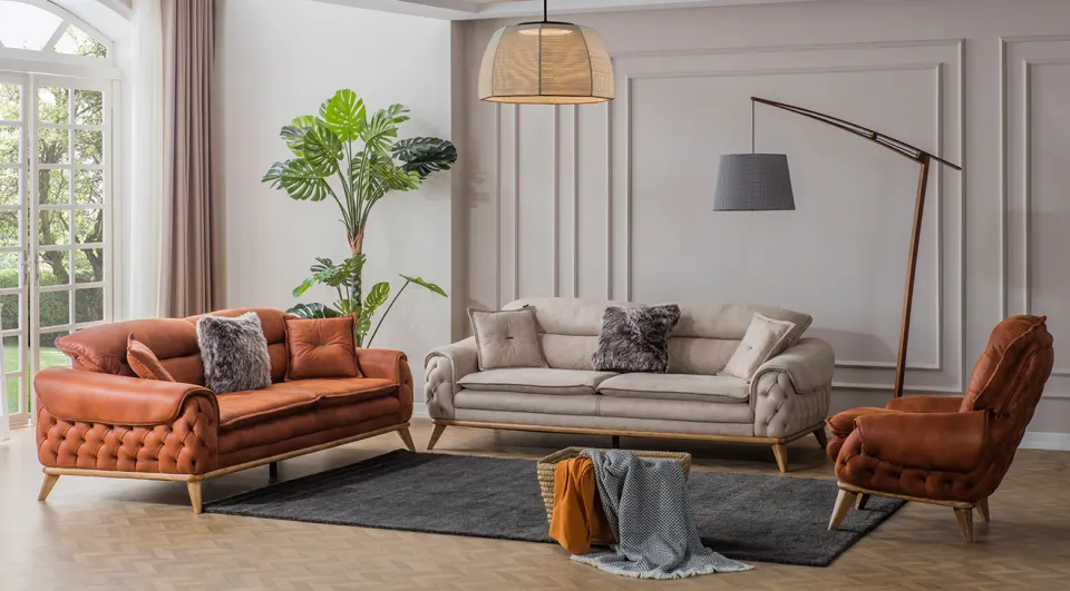 Panamera Wooden Leg  Sofa Set