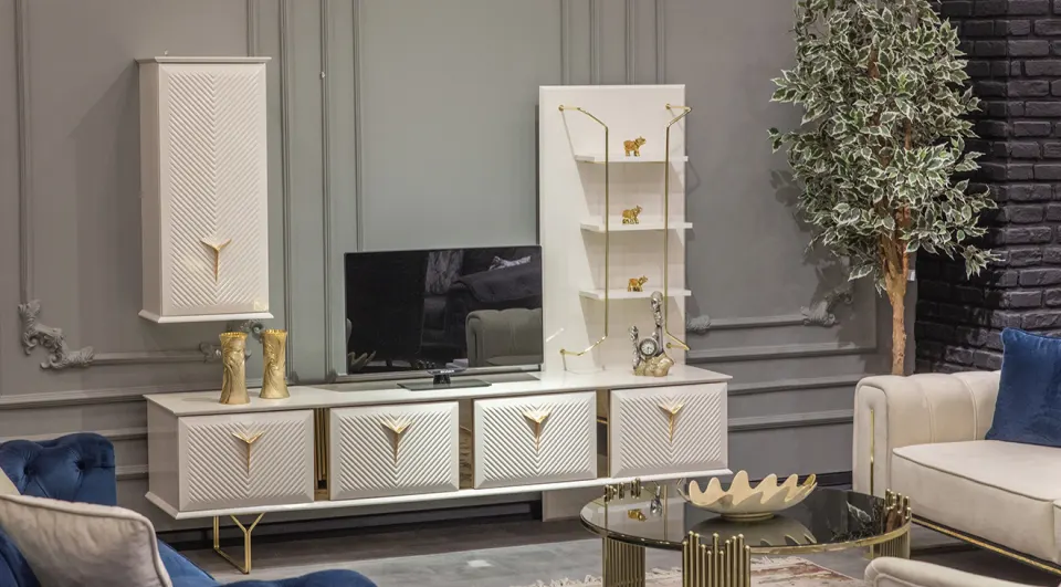 Nova Gold Metal Leg Tv Unit