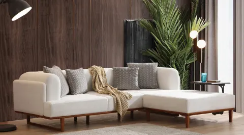 Asel Puff Corner Sofa Set
