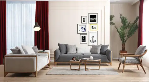 Boss Wooden Leg Sofa Set