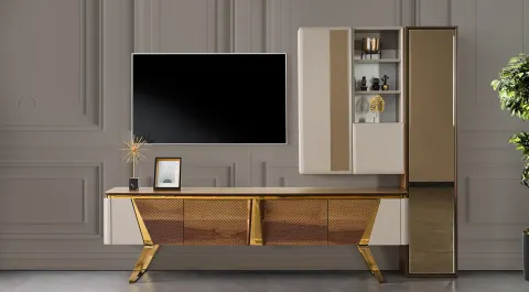 Glorya Gold Metal Leg Tv Unit