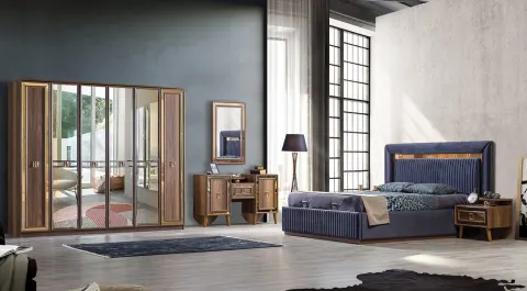 New Dora Walnut 6 Door Bedroom Set