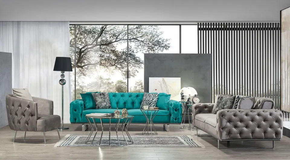 Lila-B Metal Leg Bed Sofa Set