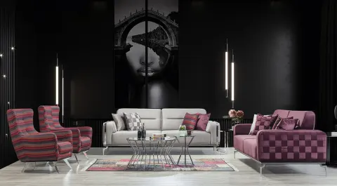 Loft-A Metal Leg Bed Sofa Set