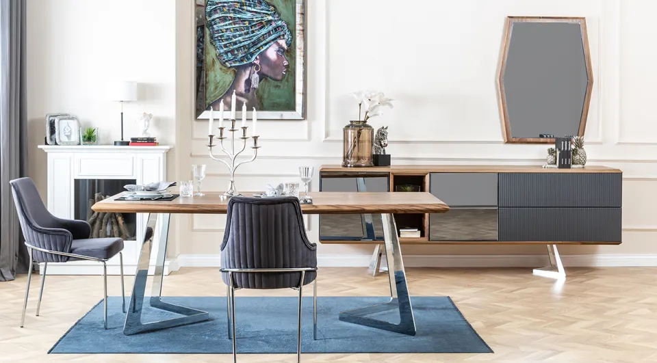Rüya Metal Leg Dining Room Set
