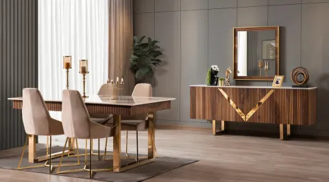 Venus Gold Metal Leg Dining Room Set