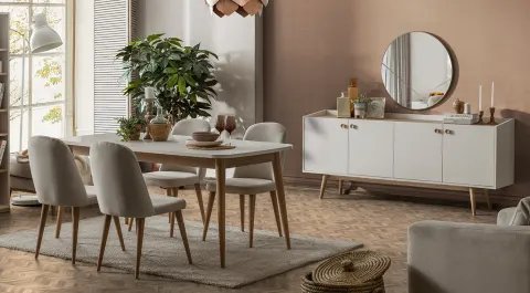 Bohem Wooden Leg Dining Room Set