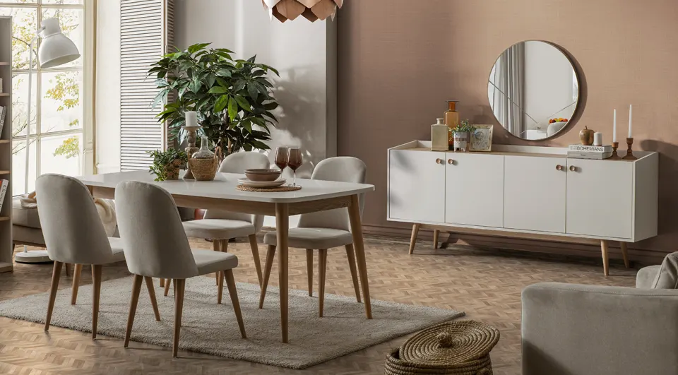 Bohem Wooden Leg Dining Room Set