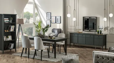 Urban Anthracite Wooden Leg Dining Room Set