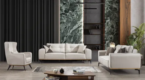 Ruby-A Bed White Sofa Set