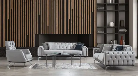 Soho-A Silver Metal Leg Bed Sofa Set