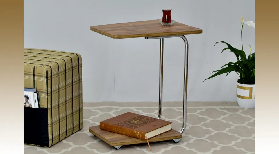Cef Wheeled Chestnut Side Table 2