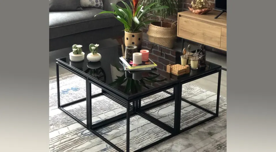 Kante Black Metal Leg 4+1 Coffee Table
