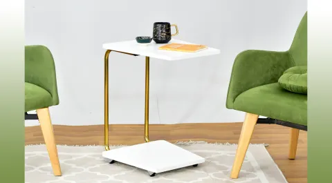 Meltem Gold White Side Table