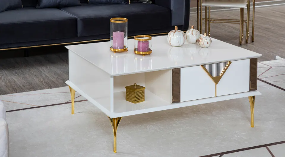 Kontes Gold Metal Leg Coffee Table