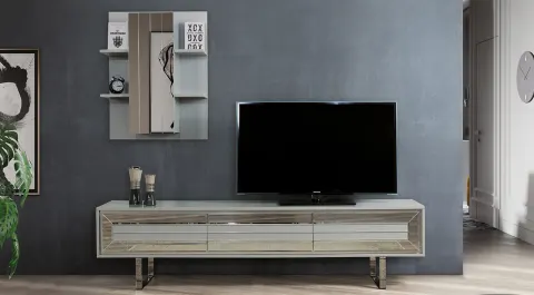 Quantum Fog Gray Metal Leg Tv Unit