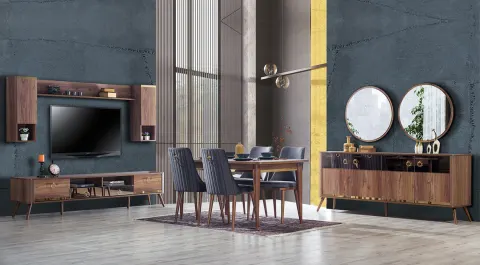 Valente Walnut Dining Room Set