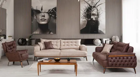 Prism Wooden Leg Sofa Set