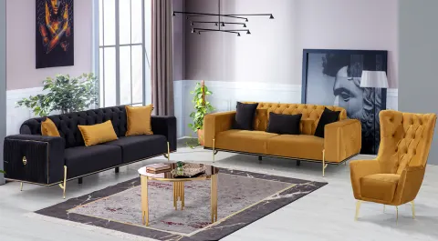 Stockholm Metal Leg Sofa Set