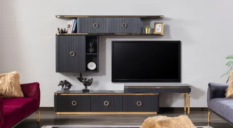 Hira Gold Metal Leg Tv Unit