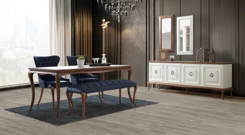 Ocean Wooden Legs Moonstone Dining Room Set