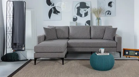 City Gray Mini Corner Sofa Set