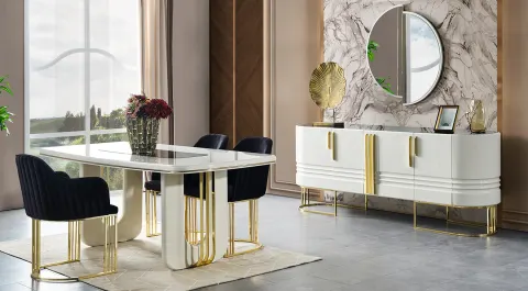 Orion Gold Metal Leg Dining Room Set