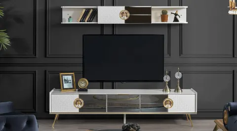 Nil Gold Metal Leg Tv Unit