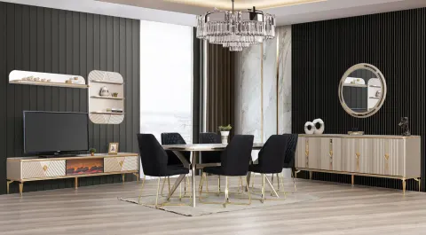 Talia Gold Metal Leg Dining Room Set