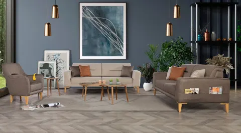June Wooden Leg Sofa Set