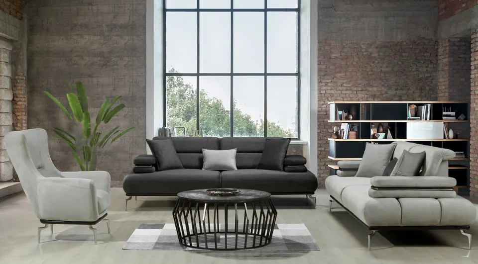 Lida Metal Leg Sofa Set