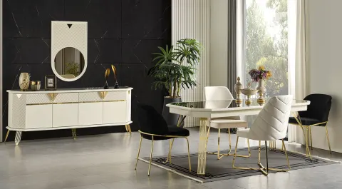 City Gold Metal Leg Dining Room Set