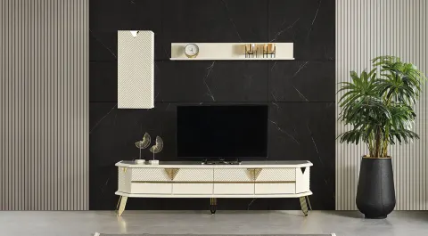 City Gold Metal Leg Tv Unit