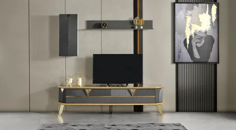 Marseille Gold Metal Leg Tv Unit