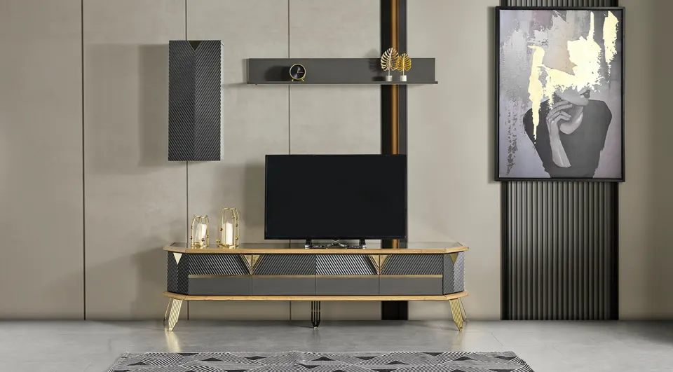 Marseille Gold Metal Leg Tv Unit